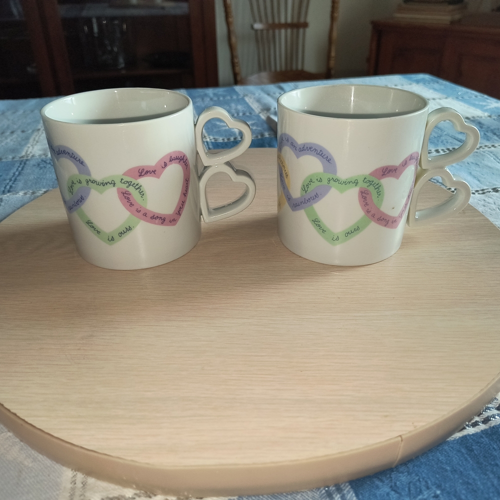 AVON Sweet Sentiments Gift Coffee Mug Tea Cup with Double Heart Handle